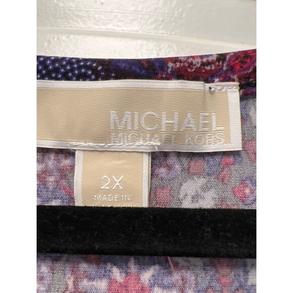 NWT Michael Michael Kors Women’s Patchwork Azalea Tiered Dress Size 2X Purple - Picture 3 of 7